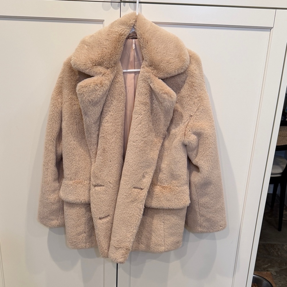 Free People Cream Teddy Jacket